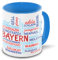 Bayern-Tasse Tagcloud - weiß/blau - Tasse mit typischen Wörtern im bayrischen Dialekt | Keramik-Tasse mit 330 ml Inhalt