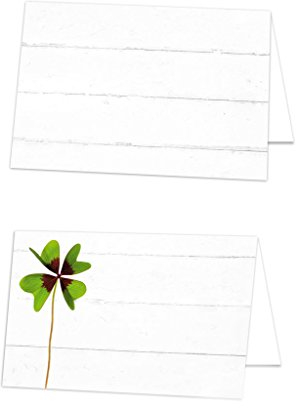 Logbuch-Verlag 50 Namenskarten Tischkarten Hochzeit weiß grün Kleeblatt Geburtstag Fest Silvester Neujahr Glücksbringer