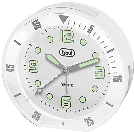 Trevi SL 3091 R Quarzuhr mit Wecker und großem Zifferblatt mit erhabenen Zahlen, Snooze/Light-Taste, elektronischer Klingelton, leises Sweep-Uhrwerk, weiß