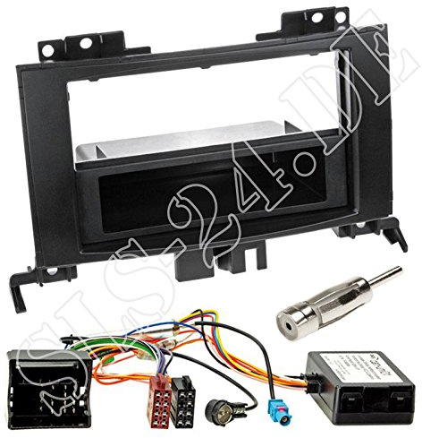 Einbauset: Autoradio Doppel-DIN 2-DIN Blende Einbaurahmen Radioblende mit Ablagefach schwarz + CAN-Bus Quadlock Interface Radio Adapter Adapterkabel Fakra Antennenadapter für VW Crafter ab 04/2006