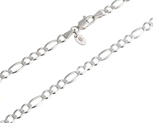 4,5mm Figarokette, Silberkette in echt 925 Silber, Länge wählbar von 38-100cm