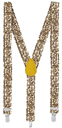 Boland - Hosenträger mit Pailletten, Gesamtlänge 75 cm mit Metallclips, Hosenhalter, Kostüm Accessoire für Karneval, Mottoparty oder JGA
