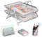 Exerz Mesh Desk Organizer Office Supplies 3 Trays/Desktop File Holder with Sliding Drawer and Hanging File Holder/Vertical Upright Section for Office Home Multifuntional (EX2480 Silver)