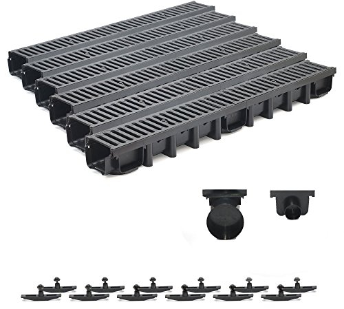 6m Entwässerungsrinne Belastungsklasse C250, 98mm Gußrost komplett SET