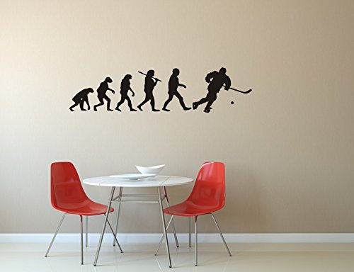 blattwerk-design Wandtattoo, Evolution Eishockey, Sportmotiv, Verschiedene Größen und Farben XXL (M071 Grau, 600 mm x 150 mm)