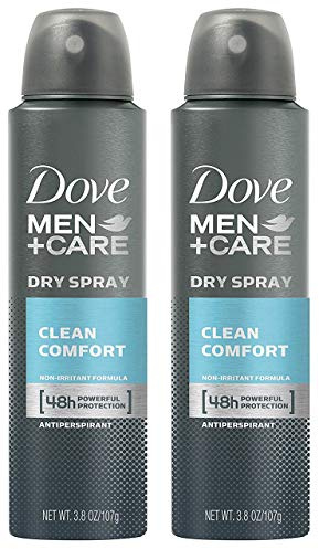 Dove Men + Care Dry Spray antitranspirante, Clean Comfort 3,8 oz (2 Pack)