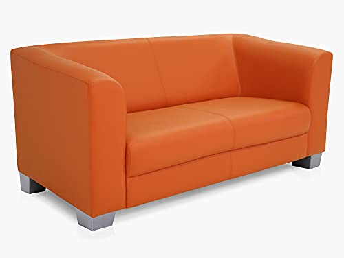 moebel-eins Chicago 2-Sitzer Sofa Couch Loungesofa, Material Kunstleder, orange