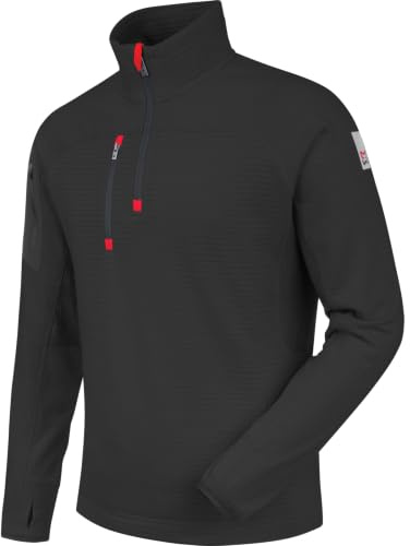 WÜRTH MODYF Fleecetroyer Stretch – Dehnbarer Fleece Pullover mit Zipkragen – perfekt für Handwerk, Werkstatt, Arbeiten im Freien in schwarz, rot – Größen XS - 4XL