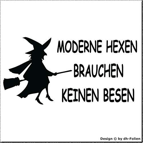 cartattoo4you® AK-00541 | Hexe - Moderne HEXEN BRAUCHEN KEINEN Besen | Autoaufkleber Aufkleber, Farbe schwarz, in 24 Farben erhältlich, 20 x 10 cm, glänzend