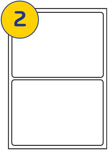 Labels 4U 50 Sheets A4, 2 Labels per Sheet, Size 199.6 x 143.5mm (100 Labels)