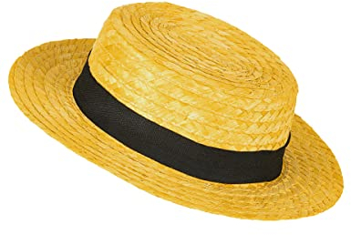 DEGUISE TOI - Chapeau Paille canotier Jaune - Chapeau - Taille Unique - Jaune - Accessoires pour déguisement - Paille - Ne Pas Laver - Carnaval