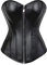 Jutrisujo Korsett Corsage Top Corset Bustier Leder Reißverschluss Damen Halloween Schwarz 2XL