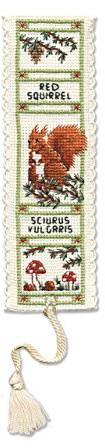Textile Heritage Collection Cross Stitch Bookmark Kit - Red Squirrel