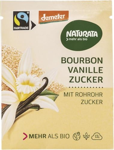 NATURATA Bio Bourbon Vanillezucker 8 g Beutel - Feinster Demeter Rohrohrzucker Vegan - 8 % Echter Bourbon Vanille Aus Madagaskar - Natürliches Aroma Ohne Zusätze - Bio Backzutat