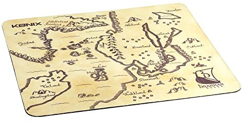 Konix Drakkar Alfombrilla de ratón Norrland 32 x 27 cm para Escritorio PC Gaming - Superficie Antideslizante - Diseño Carta vikinga