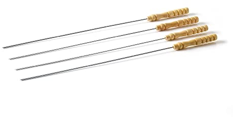 Barbecook Lot de 4 Brochettes Barbecue 43 cm, Acier Inox/Bouleau FSC