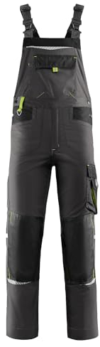 Prisma Arbeitshosen Männer Latzhose Herren Arbeitshose Mit Multifunktionstaschen, Verstärkte Knie Mit Kniepolstertaschen, Elastische Taille, Reflektierende Elemente, Arbeitslatzhose Herren Grau 48