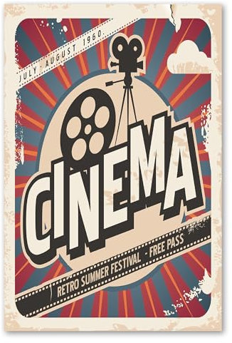 Postereck - 0478 - Vintage Plakat, Cinema Kino Film Schild Hollywood - Spruch Schrift Wandposter Fotoposter Bilder Wandbild Wandbilder - Poster - DIN A4-21,0 cm x 29,7 cm