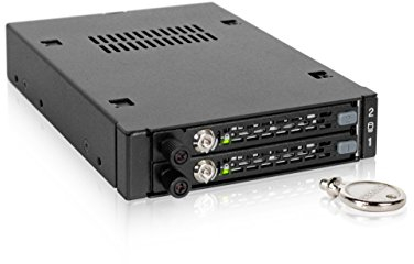 ICY DOCK 2-Bay Hot Swap 2,5 Zoll SATA III 6Gbps /SAS 3.0 12Gbps SSD/HDD Wechselrahmen-Gehäuse Vollmetall mit Rändelschraube - ToughArmor EX MB492SKL-B