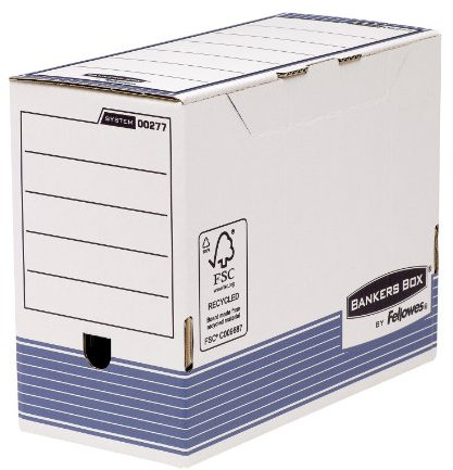 10 BANKERS BOX System A4 Transfer Box Files - Cardboard Transfer Boxes for A4 Folders Paperwork - W15 x H26 x D31.5cm - Pack of 10 - Blue
