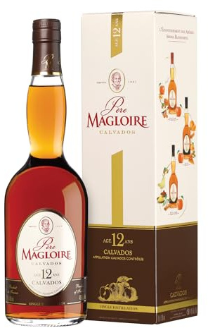 Père Magloire AOC Calvados 12 Year Old Brandy - 70cl, 40 Percent ABV - Premium Calvados Apple Normandy - Fresh and Balanced - Brandy Gifts for Men or Women