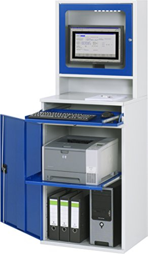 Rau Computer-Schrank, Metall, Lichtgrau/Enzianblau, 80 X 80 X 80 Cm