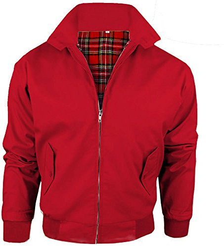 Army And Workwear Harrington Veste avec doublure à carreaux pour homme avec fermeture Éclair - Rouge - Taille Unique