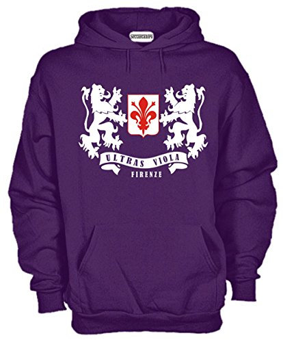 Settantallora Felpa Unisex con Cappuccio Viola - Felpa Fiorentina Calcio in Cotone Felpato Garzato - Maglia Invernale Morbida Regular Fit per Uomo e Donna, Sport e Tempo Libero (M, Tifo Viola)