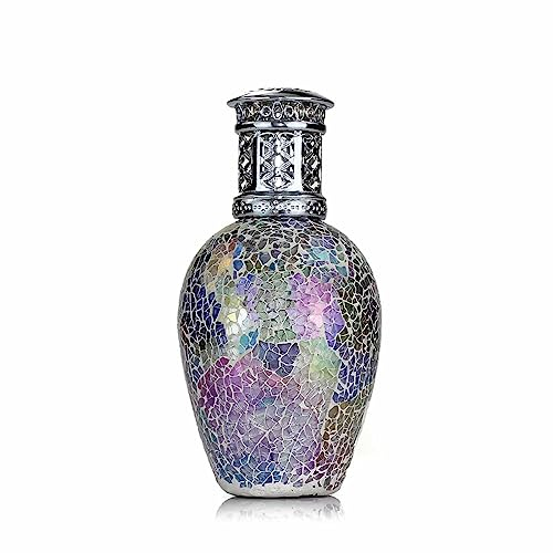 ASHLEIGH & BURWOOD Fairy Dust Premium Duftlampe Mosaik-Design mit silberner Bund-Arbeitskrone - Katalytische Aromalampe in Blau für kleine Räume