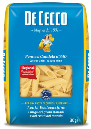 De Cecco Pasta 100% Italienisch Penne a Candela n° 340 kurze Pasta 500g