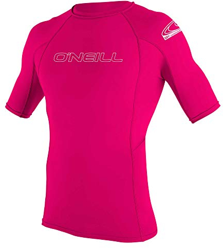 O'Neill UV Schutz Youth Basic Skins S/S Crew Chaleco Rash, Niñas, Rojo sandía, 10