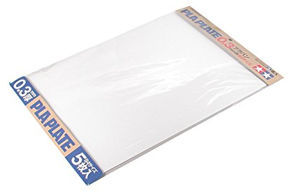 TAMIYA 70122 - Kunststoff-Platte 0.3 mm, 5 Stück, 257 x 364 mm, weiß