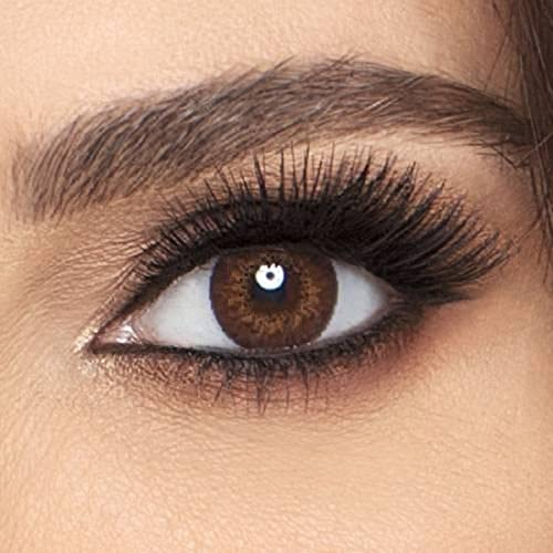 FreshTone Lentilles De Contact De Couleur Brown 3Tons Avizor Solution Multifonctions Pour Lentilles 10ML Kit De Rangement Couleur Aléatoire Boitier Pince et applicateur Offert 12 Mois sans correction