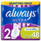 Always Ultra Long (Size 2) Sanitary Towels with Wings 48 Pads Super Absorbent, Neutralises Odours, Ultra Thin