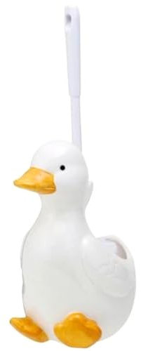 Sunart SAN812 Cute Miscellaneous Goods, Lovely Pottery Duck Toilet Brush Holder, Toilet Brush Included, Width 4.9 inches (12.5 cm), White