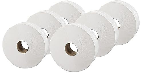 2Work Jumbo Toilet Roll 2-Ply White 92mmx410m Core 76mm (Pack of 6) 2W70203
