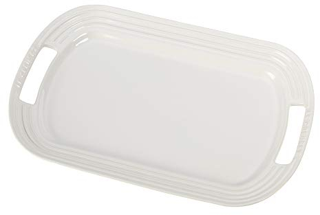 Le Creuset PG0309-4116 Servierplatte aus Steingut, Steinzeug, Weiss/opulenter Garten