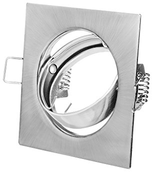 Einbaurahmen eckig für LED und Halogen Einbaustrahler Metall schwenkbar chromfarben gebürstet inkl. GU10 Fassung Einbauspots
