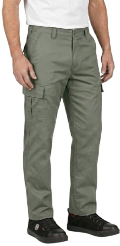 Lee Cooper Men's Cargo Trousers with Multi Pocket Easy Care Safety Workwear Pants Durable Heavy-Duty Work Trouser Regular Fit Button & Zip Closure Pant for Men Casual Wear (Khaki, 38W / 33L)