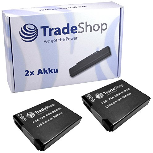 Trade-Shop 2X Li-Ion Akku, 3,6V/3,7V 900mAh kompatibel mit Panasonic Lumix DMC-FT5 DMC-TS5 DMC-TZ40 DMC-TZ41 DMC-ZS30 ersetzt DMW-BCM13 DMW-BCM13E DMW-BCM13PP