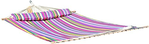 Design Stabhängematte Hängematte Doppelhängematte Ersatzhängematte 200x150cm aus Baumwolle gefüllt mit Polster pink gestreift von AS-S