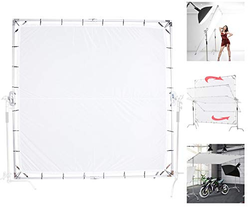 2.4x2.4m 8'x8' Butterfly Overhead Diffusor with Frame Bag, Collapsible Translucent Diffuser Butterfly Sunbounce Sunscrim C-Stand Frame Studio Photo Light Kit for Large Product Shooting