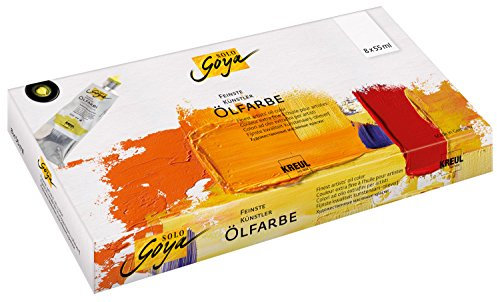 Kreul 33008 - Solo Goya feinste Künstlerölfarben Grundfarben Set mit 8 Tuben á 55 ml, buttrig vermalbar, cremige Konsistenz, glänzend auftrocknend, hervorragende Leuchtkraft