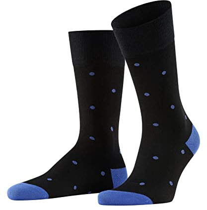 FALKE Men's Dot Socks, Cotton, Crew Length, Patterned Formal Socks with Polka Dots, Lightweight, Trendy Work Clothing, Black (Black-Mix 3010), 6.5-9, 1 Pair