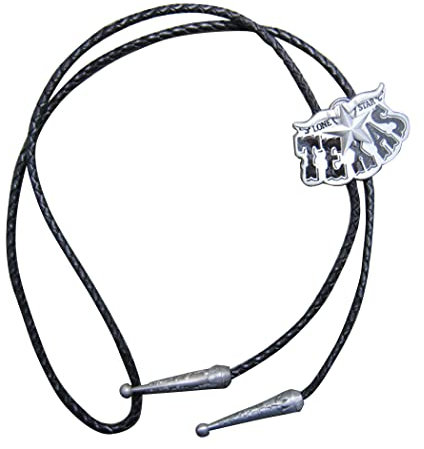 JEAN'S FRIEND New Vintage Long Horn Bull Star Wedding Bolo Tie Leather Necklace Ketten (With Black Enamel)