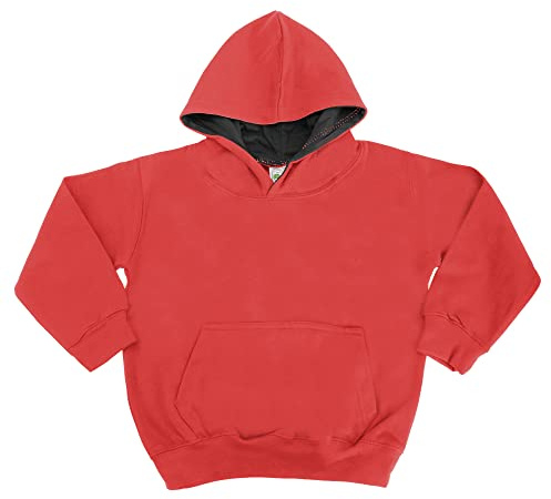 AWDis Boy's KIDS VARSITY HOODIE Hoodie, Multicoloured (Fire Red/Jet Black), X-Large (Manufacturer Size: 12/13 Y)