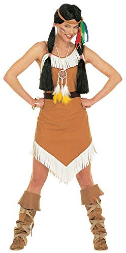 W WIDMANN MILANO Party Fashion - Kostüm Comanche, Kleid mit Gürtel, Stirnband mit Feder, Indianerin, Wilder Westen