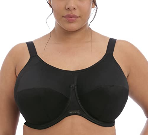 Elomi 8041 Energise U/W Bonnet Profond Support Multiway J Crochet Soutien-gorge sport, femme, EL8041, noir, 7E