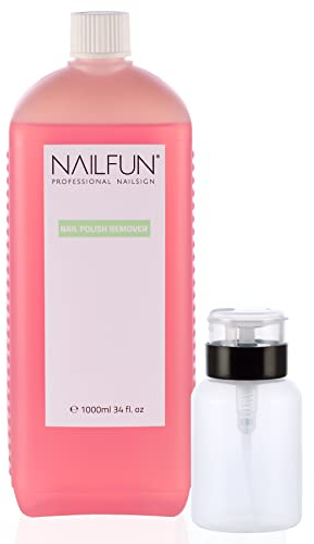 NAILFUN Nail Polish Remover (Nagellackentferner) 1 Liter ACETONFREI + Pumpflasche