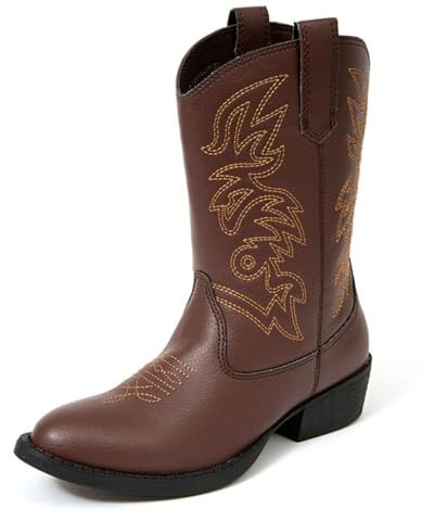 Deer Stags Ranch Kids Cowboy Boot (Toddler/Little Kid/Big Kid), Dark Brown, 4 M US Big Kid